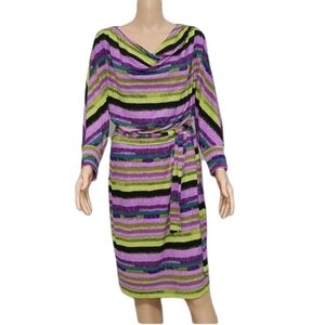Sharon Young  Cowl Neck Multicolor Stretchy  Dress‎  Size 8